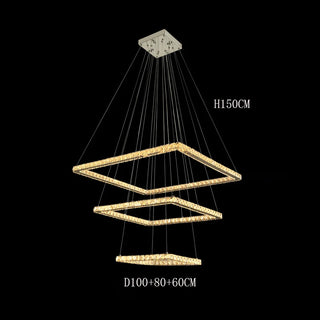 Elio - Modern Square Tiered Gold Hanging Chandelier