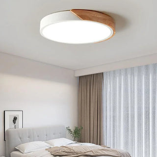 Elorza - Nordic Macaron Ultra Thin Wood Circular  LED Ceiling Lamp Creative Light Fixtures