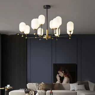 Buds - White Jade Glass Pipe Erected Round Ceiling Light