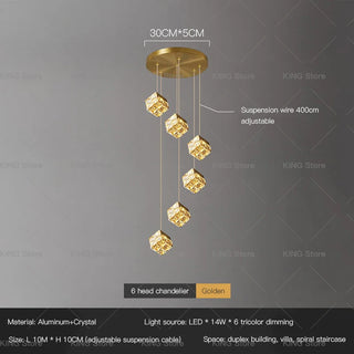 Sylvester - Crystal Square Box Gold Ceiling Chandelier