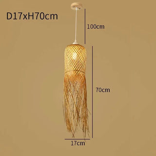 Samra - Natural Bamboo Wicker Rattan Tassel Hanging Pendant Ceiling Light