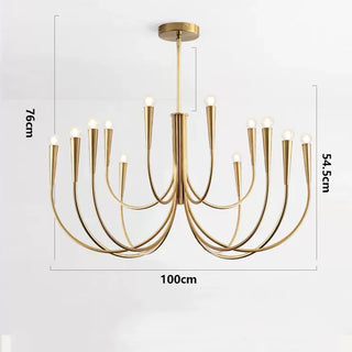 Alara- Pipe Erected Curved Multi Head Hanging Retro/Modern Ceiling Light Chandelier