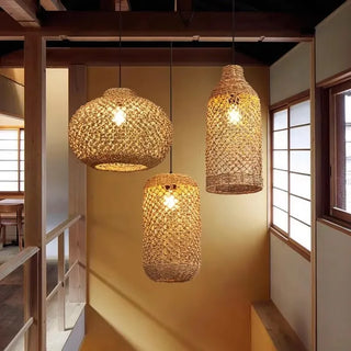 Monique - Rotating Bamboo Vine Weaving Japanese Ceiling Light
