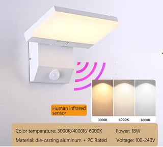 Jase - IP65 Waterproof Motion Sensor Auto On/Off Wall Light with Adjustable Angle
