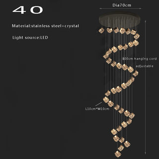 Abby - Crystal Square Box Gold Ceiling Chandelier