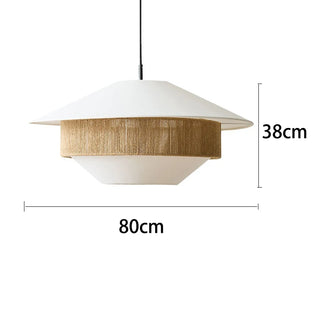 Wakiso - Vintage Hemp Rope Japanese Round Double Shade White Hand Woven Ceiling Light
