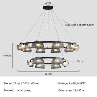 Rilee - Modern Grey Patterned Glass Ceiling Chandelier