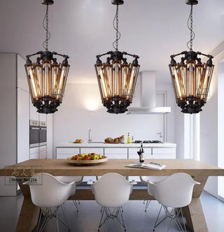 Magda - Black Industrial Multi Head Cylindrical Iron Ceiling Light Chandelier