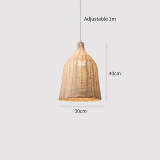 Hamam - Rattan Woven Perforated Dome Bamboo Hanging Pendant Ceiling Light