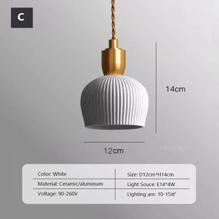 Cannes - Ceramic Resin White Gold Hanging Pendant Ceiling Light