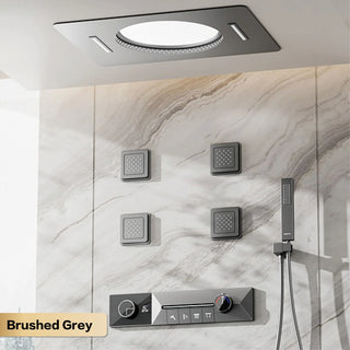 Hesperos  - Brass LED Digital Shower System with Ceiling Mount and Dual Hot & Cold Controls
