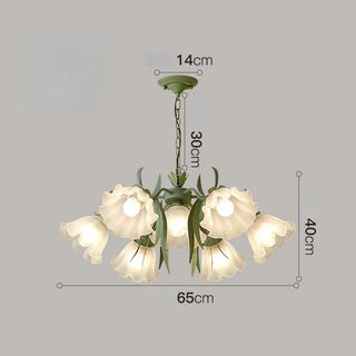 Lynlee - Frosted Multi Glass Head Flower Hanging Chandelier