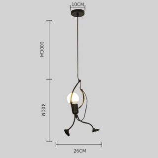 Annie - Black Metal Little Climbing Men Ceiling Light