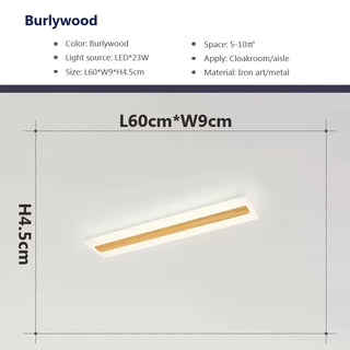 Gabiley - Wooden LED Modern Rectangular Ceiling Light Bar