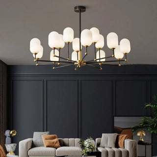 Buds - White Jade Glass Pipe Erected Round Ceiling Light