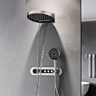 Nerea - Brass Round Waterfall Shower System with Digital Display