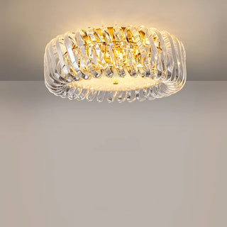 Oreal - Modern LED Round Patterned Glass Oval Hanging Chandelier