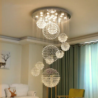Opal - Spiral Round Crystal Ball Hanging Chandelier