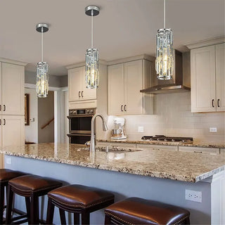 Ronne - Crystal Hanging Long Tube Pendant Ceiling Light