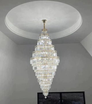 Stratos - Tiered Crystal Glass & Bead Chrome Chandelier