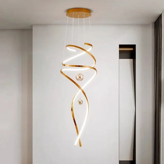 Cavella - Modern Hanging Spiral Rose Gold Chandelier