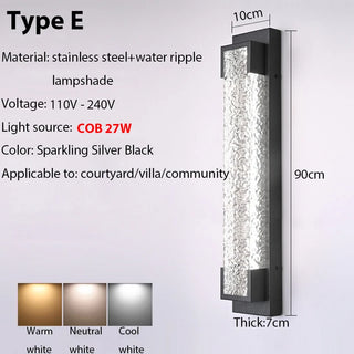 Cole - Modern Stainless Steel LED Patterned Glass Wall Light