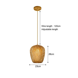 Dura Series - Handwoven Rattan Wicker Bamboo Wood Pendant Lights