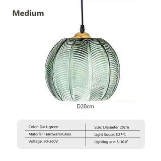 Auora - Leaf Pattern Nordic Glass Hanging Ball Lamp