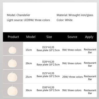 Colmar - Nordic Glass Dome Circular Pendant Hanging Ceiling Light