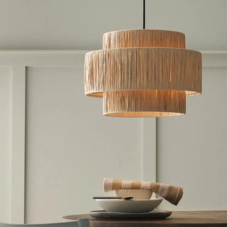 Annaba - Handmade Woven Rattan Round Tiered Ceiling Light
