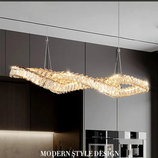 Febbie - Modern Hanging Twisted Glass Ceiling Chandelier