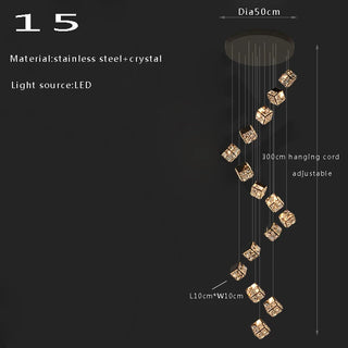 Abby - Crystal Square Box Gold Ceiling Chandelier