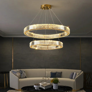 Tabrizi - Crystal Oval Chrome Glass Hanging Ceiling Light Chandelier