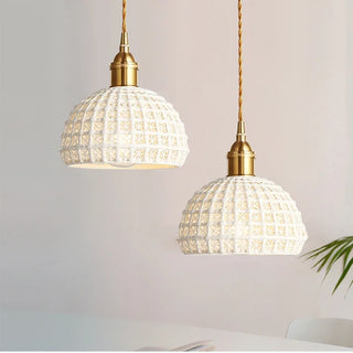 Olga - Modern White Patch Shade Pendant Hanging Round Ceiling Light
