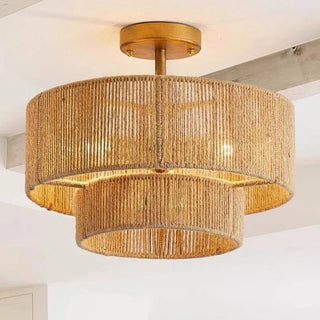 Florian - Rattan Wicker Pendant Ceiling Light Bohemian Style