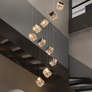 Abby - Crystal Square Box Gold Ceiling Chandelier