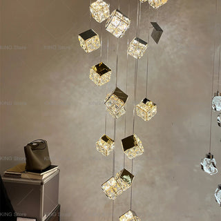 Sylvester - Crystal Square Box Gold Ceiling Chandelier