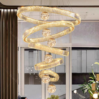 Chloe - Crystal Round Tiered Gold Ceiling Chandelier