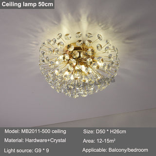 Orhan - Glass Dandelion Gold Frame Round Clear Crystal Ceiling Light Chandelier