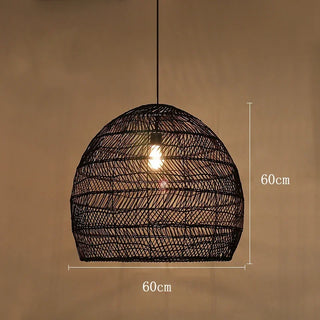 Doha - Natural Bamboo Striped Layered Hanging Pendant Ceiling Light