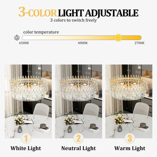 Bonita - Modern Statement Sharp Glass Tiered Crystal LED Chandelier