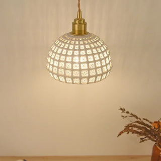 Olga - Modern White Patch Shade Pendant Hanging Round Ceiling Light