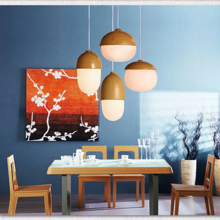 Taressa - Modern Scandinavian Wooden Round Hanging Pendant Ceiling Light