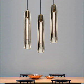Ayman - Crystal Vertical Tube Shade Hanging Pendant Ceiling Light