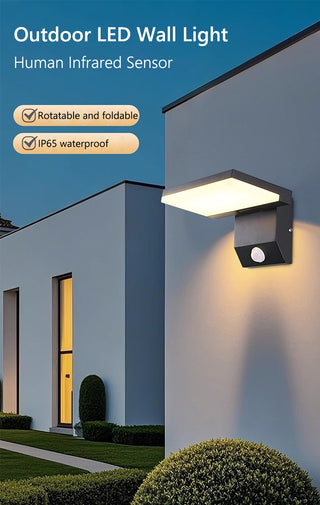 Jase - IP65 Waterproof Motion Sensor Auto On/Off Wall Light with Adjustable Angle