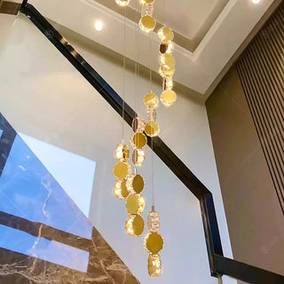Thiago - Round Crystal Gold Hanging Ceiling Chandelier