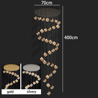 Abby - Crystal Square Box Gold Ceiling Chandelier