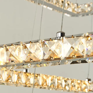 Elio - Modern Square Tiered Gold Hanging Chandelier