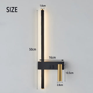 Bautista - Switch-Controlled Modern Black & Gold Dual Reading Wall Light