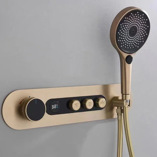 Ophelie - Digital Brushed Gold Shower System with Temperature Display Rainfall Head